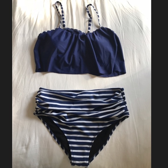 blue and white bikini (high waisted bottom) - Picture 1 of 3